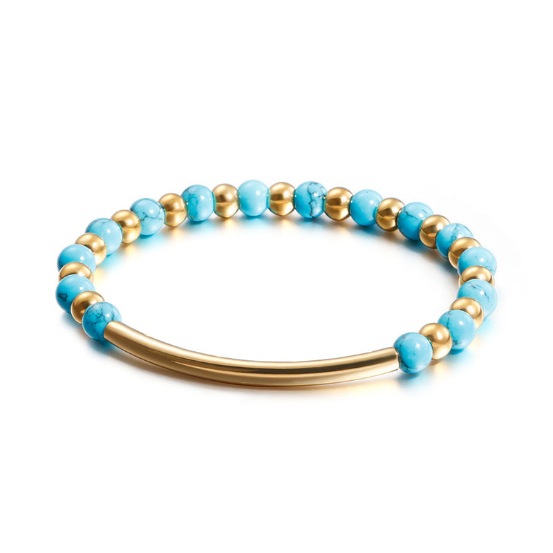Wholesale Multicolor Turquoise Beads Stainless Steel Bracelet